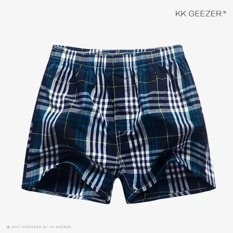 Pakaian Dalam Pria Celana Dalam Kotak-kotak Boxer Celana Pendek Katun 100% Celana Dalam Pria Bergaris Longgar Kualitas Tinggi Kebesaran Sejuk Dropshipping