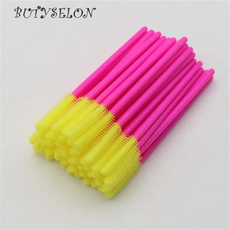 50pcs Disposable Silicone Eyelash Brushes Mascara Wands Applicator Eyebrow Comb Microbrush Lash Extension Supplies Makeup Tools