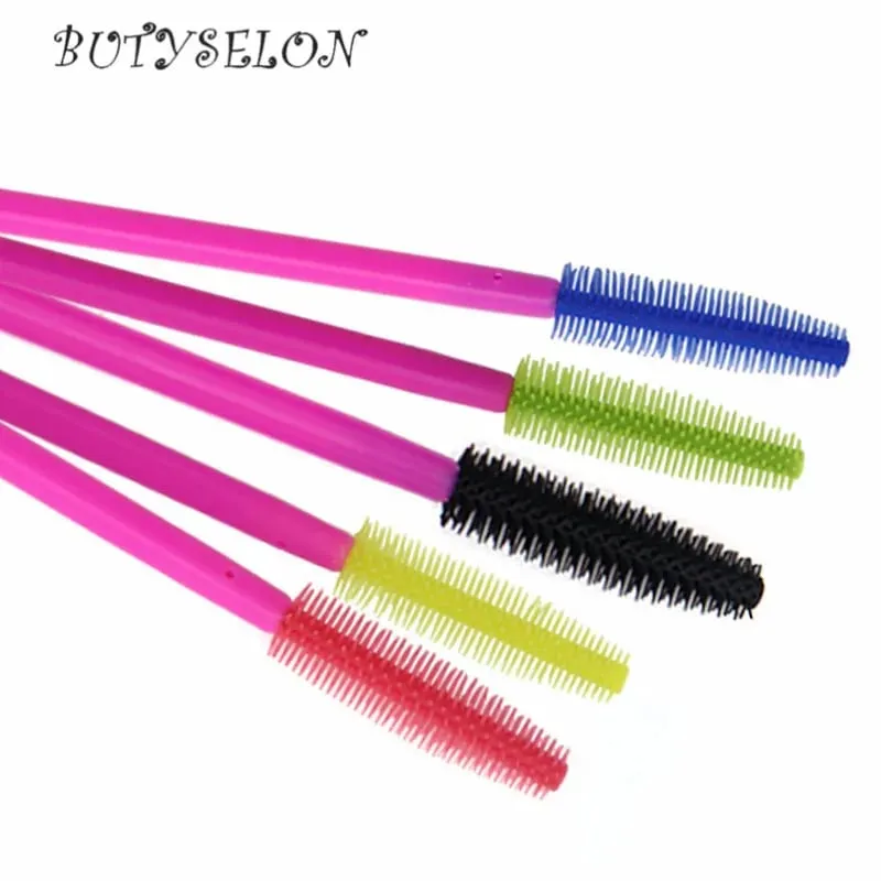 50pcs Disposable Silicone Eyelash Brushes Mascara Wands Applicator Eyebrow Comb Microbrush Lash Extension Supplies Makeup Tools
