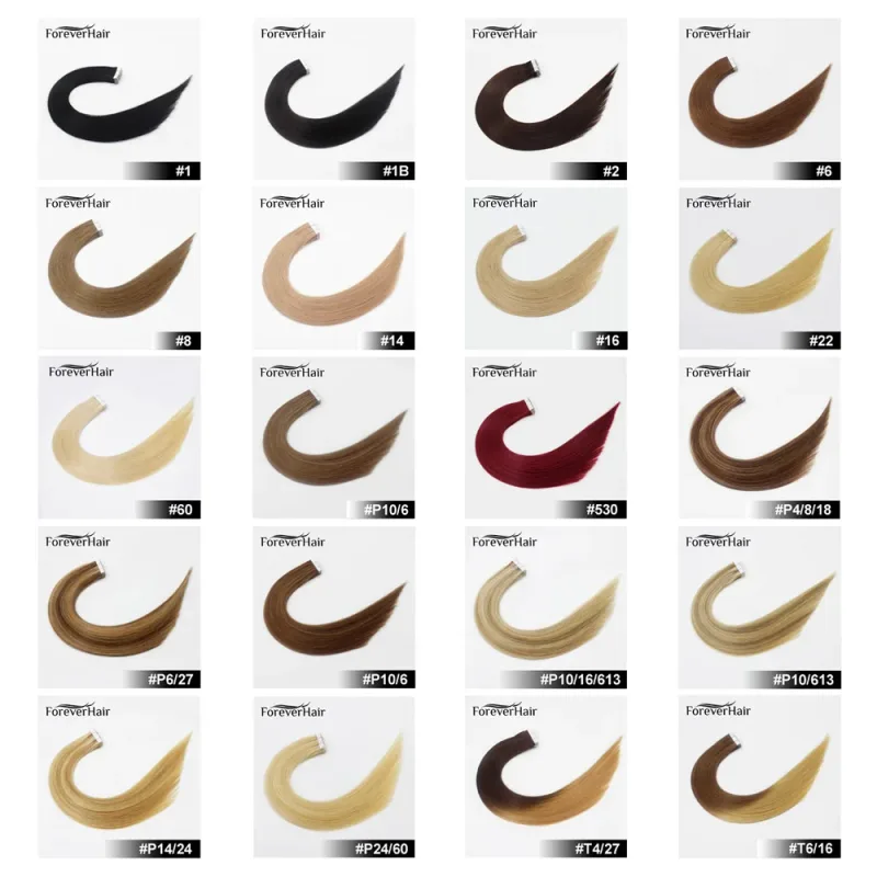 2.0g/pc 20" 20Pcs Remy Tape In Hair Extensions Piano Color Seamless Straight Skin Weft Human Hair Extensions
