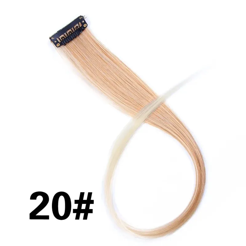 Synthetic Leeons Clip In one Pieces Hair Extensions Heat Resistant Hairpieces Rainbow Ombre Hair Extensions Fake Long Hair Women