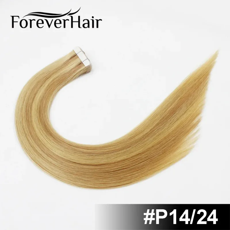 2.0g/pc 20" 20Pcs Remy Tape In Hair Extensions Piano Color Seamless Straight Skin Weft Human Hair Extensions