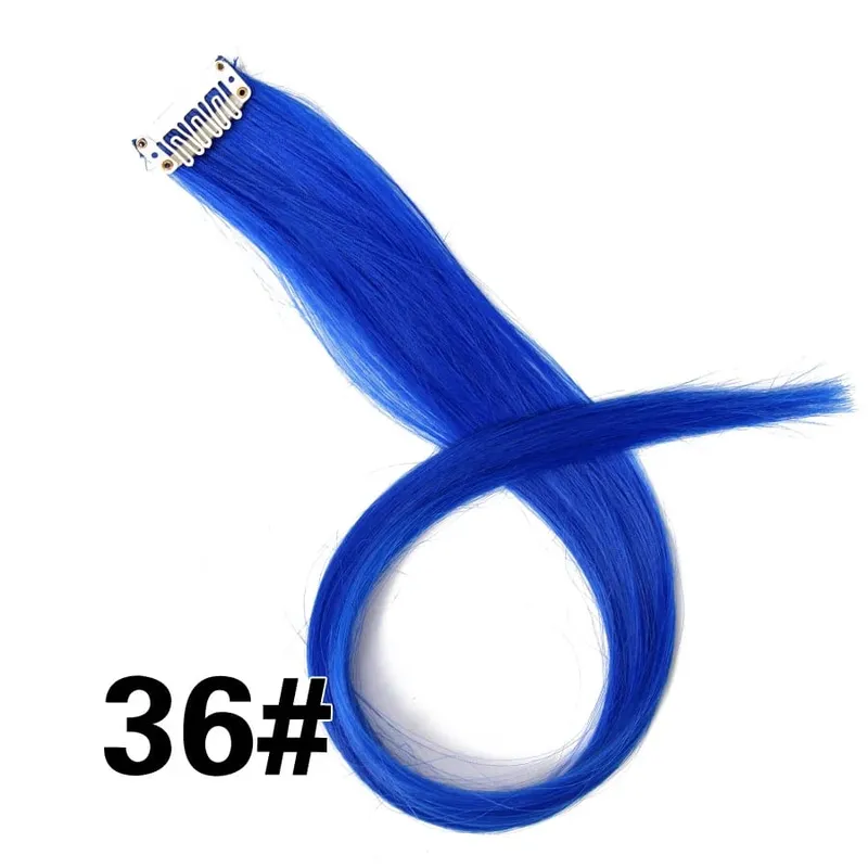 Synthetic Leeons Clip In one Pieces Hair Extensions Heat Resistant Hairpieces Rainbow Ombre Hair Extensions Fake Long Hair Women