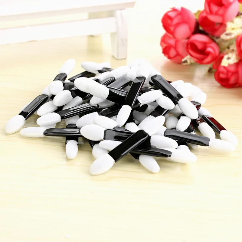 50Pcs Proffessional Eye Shadow Sponge Brushes Double Foam Headed Brushes Disposable Eyeshadow Sponge Makeup Applicator Tool