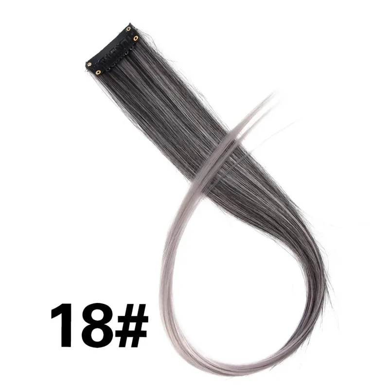 Synthetic Leeons Clip In one Pieces Hair Extensions Heat Resistant Hairpieces Rainbow Ombre Hair Extensions Fake Long Hair Women