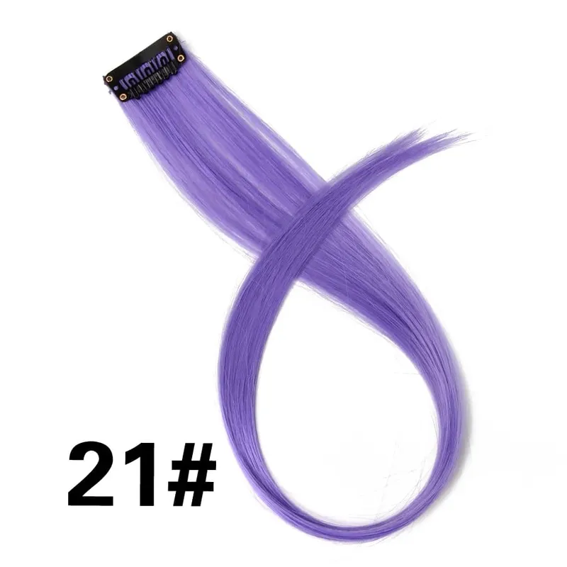 Synthetic Leeons Clip In one Pieces Hair Extensions Heat Resistant Hairpieces Rainbow Ombre Hair Extensions Fake Long Hair Women