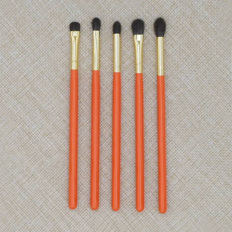 Professional Handmade Makeup Brushes Kit Soft Blue Squirrel Goat Hair Eye Shadow Precise Blending Brush Orange Make Up Brush Set