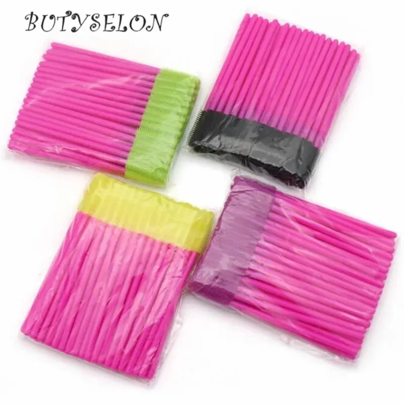 50pcs Disposable Silicone Eyelash Brushes Mascara Wands Applicator Eyebrow Comb Microbrush Lash Extension Supplies Makeup Tools