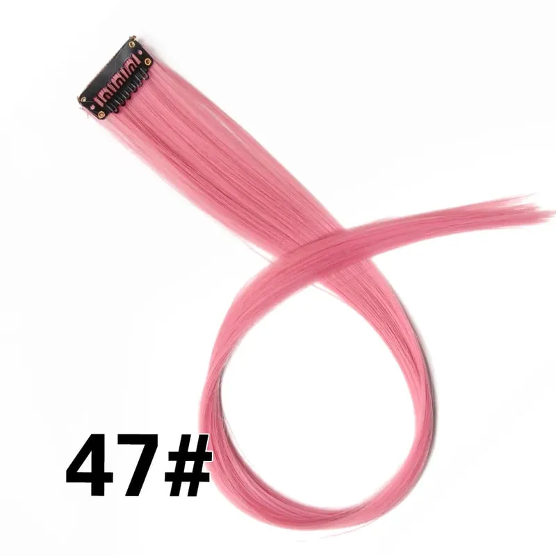 Synthetic Leeons Clip In one Pieces Hair Extensions Heat Resistant Hairpieces Rainbow Ombre Hair Extensions Fake Long Hair Women