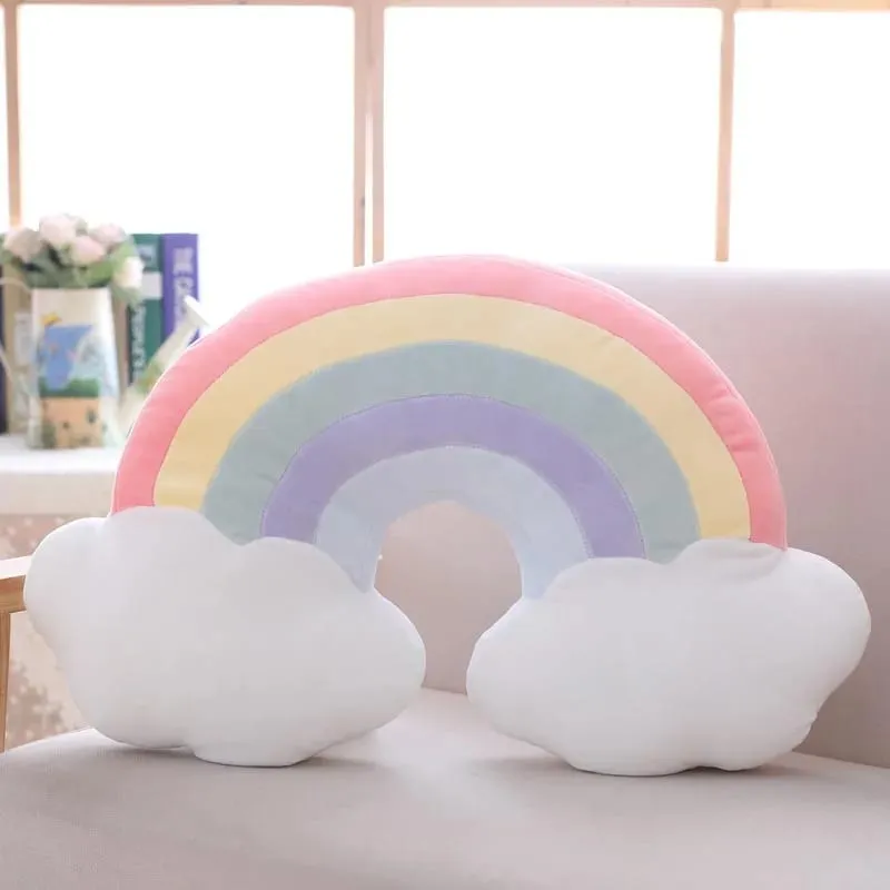 INS HOT Candy Color Cloud Star Plush Pillow Colorful Rainbow Crown Pillow Cushion Sofa Home Decoration Throw Pillow Toy