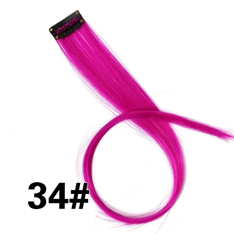 Synthetic Leeons Clip In one Pieces Hair Extensions Heat Resistant Hairpieces Rainbow Ombre Hair Extensions Fake Long Hair Women