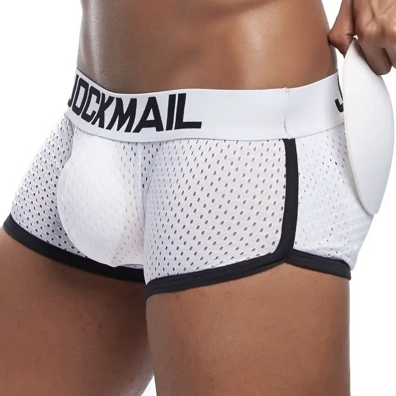 Sexy Men underwear Boxers Men's Padded Enhancing Removable front and bottom Breathable Mesh Gay Underwear Spring summer