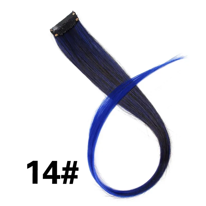 Synthetic Leeons Clip In one Pieces Hair Extensions Heat Resistant Hairpieces Rainbow Ombre Hair Extensions Fake Long Hair Women