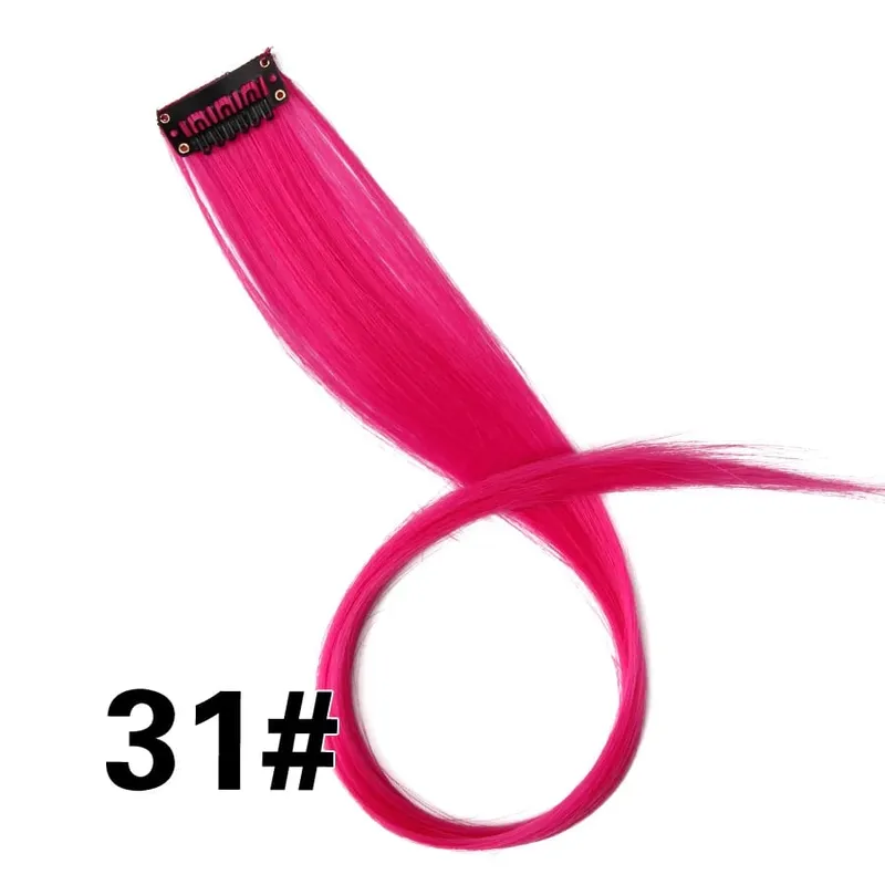Synthetic Leeons Clip In one Pieces Hair Extensions Heat Resistant Hairpieces Rainbow Ombre Hair Extensions Fake Long Hair Women