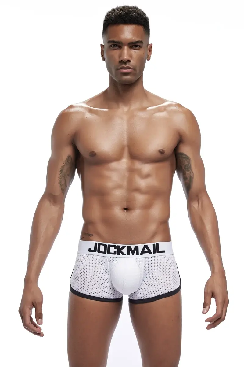 Sexy Men underwear Boxers Men's Padded Enhancing Removable front and bottom Breathable Mesh Gay Underwear Spring summer