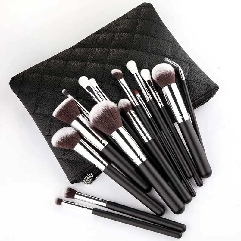 15pcs Professional Make-up Brushes Set Makeup Power Brush Make Up Beauty Tools Soft Synthetic Hair With Leather Case — image 6