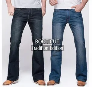 Mens Slim Boot Cut Jeans Classic Stretch Denim Slightly Flare Sky Blue Jeans Casual Stretch Jeans