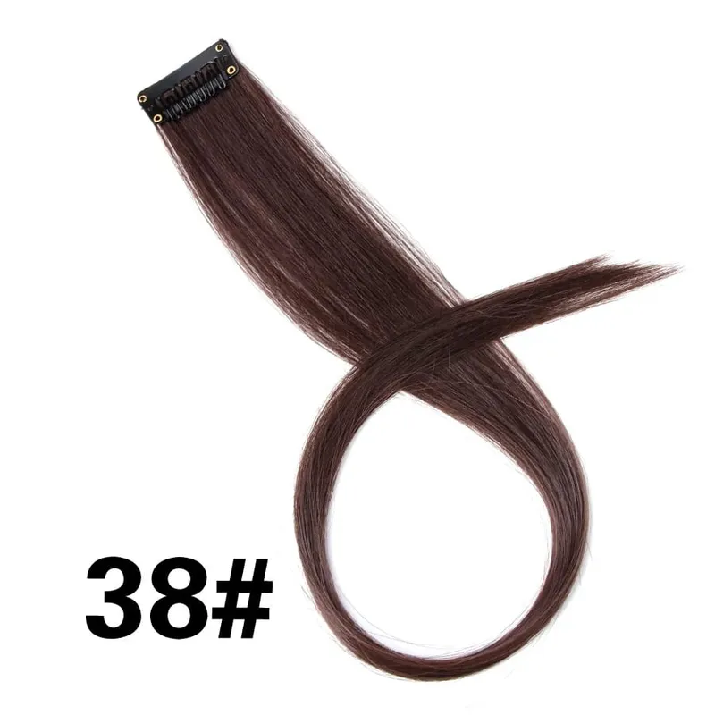 Synthetic Leeons Clip In one Pieces Hair Extensions Heat Resistant Hairpieces Rainbow Ombre Hair Extensions Fake Long Hair Women