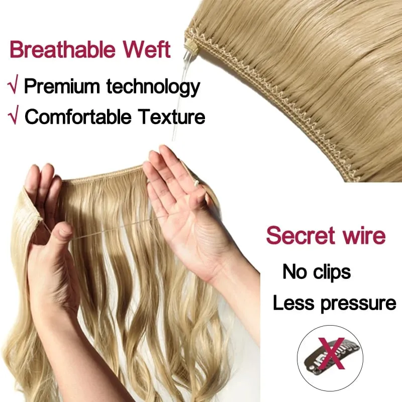 Synthetic Invisible Wire No Clips In Hair Extensions Secret Fish Line Hairpieces Hair Extensions Fake Hair For Women