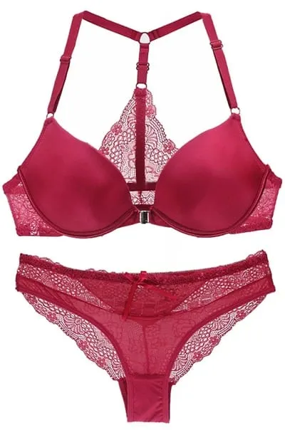 2022 New Sexy Halter Deep V Push Up Bras Set Solid Smooth Bow Decorative Women Underwear AB Cup Girls Lingerie