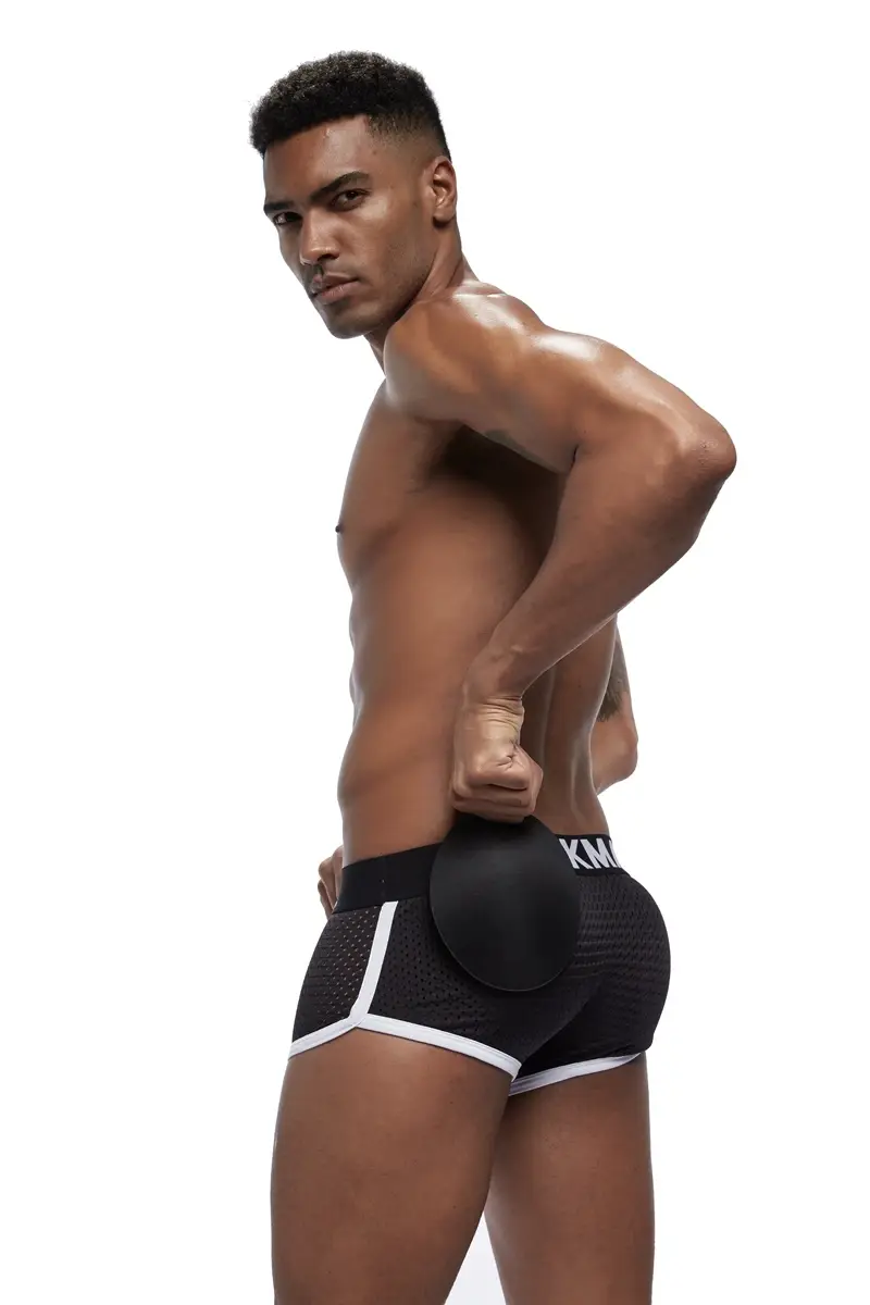 Sexy Men underwear Boxers Men's Padded Enhancing Removable front and bottom Breathable Mesh Gay Underwear Spring summer
