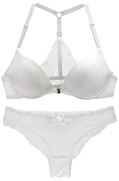 2022 New Sexy Halter Deep V Push Up Bras Set Solid Smooth Bow Decorative Women Underwear AB Cup Girls Lingerie