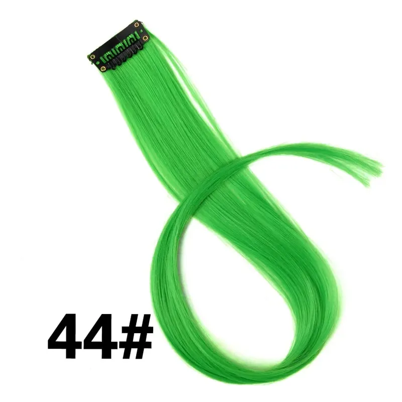 Synthetic Leeons Clip In one Pieces Hair Extensions Heat Resistant Hairpieces Rainbow Ombre Hair Extensions Fake Long Hair Women