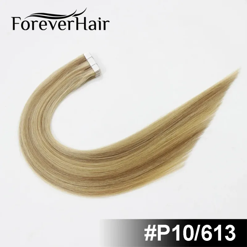 2.0g/pc 20" 20Pcs Remy Tape In Hair Extensions Piano Color Seamless Straight Skin Weft Human Hair Extensions