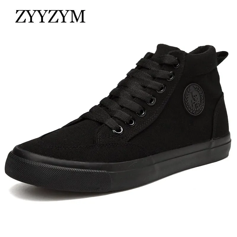Shoes Men Spring Autumn Lace-up High Top Style Men Vulcanize Shoes Fashion Flats Youth Men Canvas Shoes Sneakers — image 6