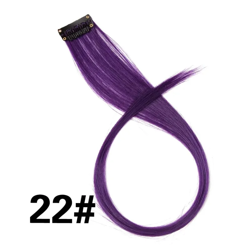 Synthetic Leeons Clip In one Pieces Hair Extensions Heat Resistant Hairpieces Rainbow Ombre Hair Extensions Fake Long Hair Women