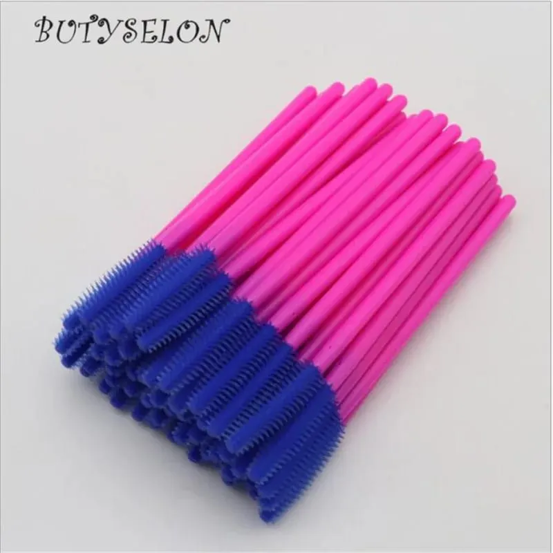 50pcs Disposable Silicone Eyelash Brushes Mascara Wands Applicator Eyebrow Comb Microbrush Lash Extension Supplies Makeup Tools