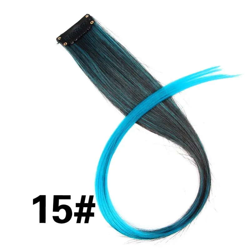Synthetic Leeons Clip In one Pieces Hair Extensions Heat Resistant Hairpieces Rainbow Ombre Hair Extensions Fake Long Hair Women