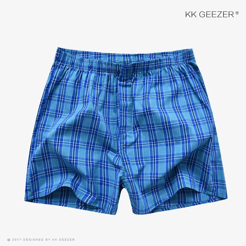 Pakaian Dalam Pria Celana Dalam Kotak-kotak Boxer Celana Pendek Katun 100% Celana Dalam Pria Bergaris Longgar Kualitas Tinggi Kebesaran Sejuk Dropshipping