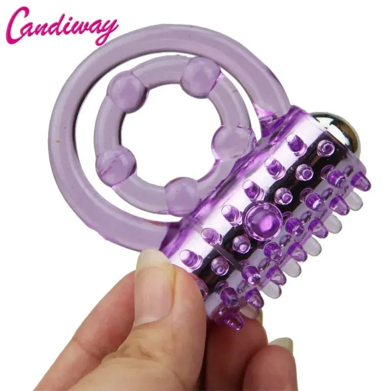 Double rings vibrator waterproof clitoris Massager masturbation Vibrating lasting cocking delay ejaculation vibe Sex Toy For man