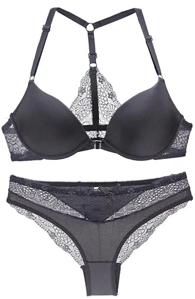 2022 New Sexy Halter Deep V Push Up Bras Set Solid Smooth Bow Decorative Women Underwear AB Cup Girls Lingerie