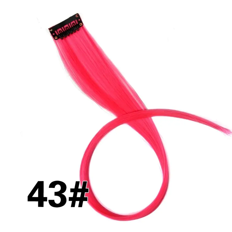 Synthetic Leeons Clip In one Pieces Hair Extensions Heat Resistant Hairpieces Rainbow Ombre Hair Extensions Fake Long Hair Women