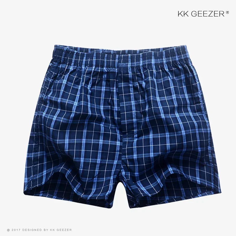 Pakaian Dalam Pria Celana Dalam Kotak-kotak Boxer Celana Pendek Katun 100% Celana Dalam Pria Bergaris Longgar Kualitas Tinggi Kebesaran Sejuk Dropshipping