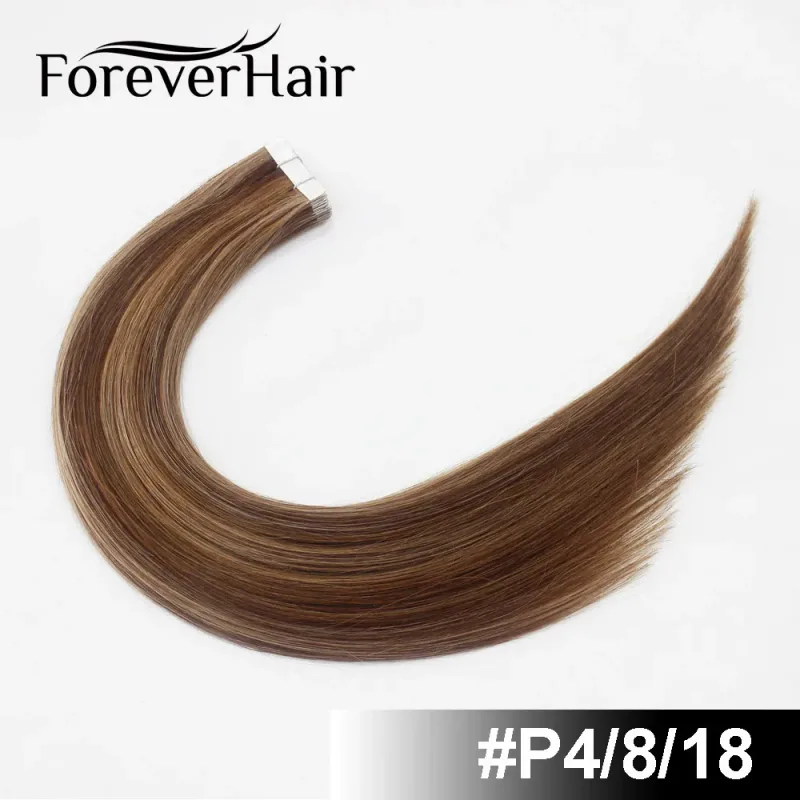 2.0g/pc 20" 20Pcs Remy Tape In Hair Extensions Piano Color Seamless Straight Skin Weft Human Hair Extensions