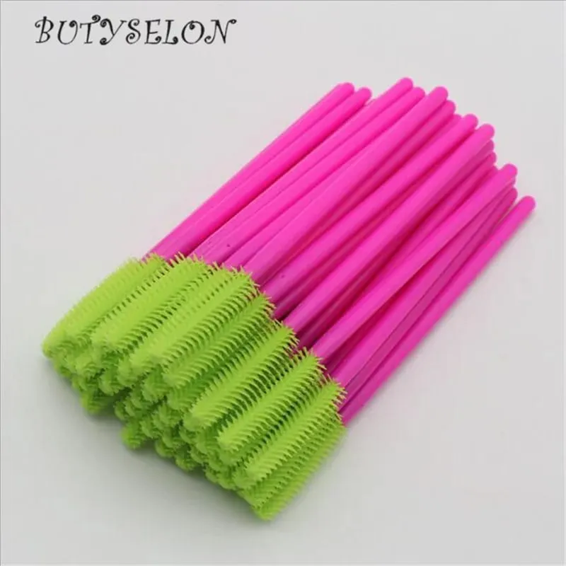 50pcs Disposable Silicone Eyelash Brushes Mascara Wands Applicator Eyebrow Comb Microbrush Lash Extension Supplies Makeup Tools