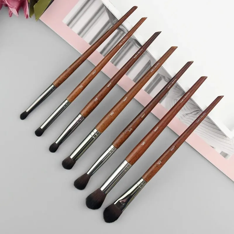 Augen-Make-up-Pinsel aus Naturholz, komplettes Set, Pro Crease Lidschatten-Make-up-Set, zum Verwischen von Textmarkern, Augenbrauen, Lippen- und Wimpernpinsel, praktisch