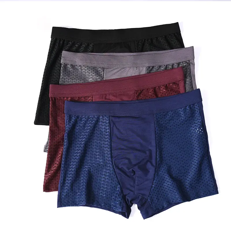 8XL Plus Banboo Fiber Men Underwear Male boxer Solid Panties Shorts Men's Underpants Breathable Intimate Man boxers 4pcs