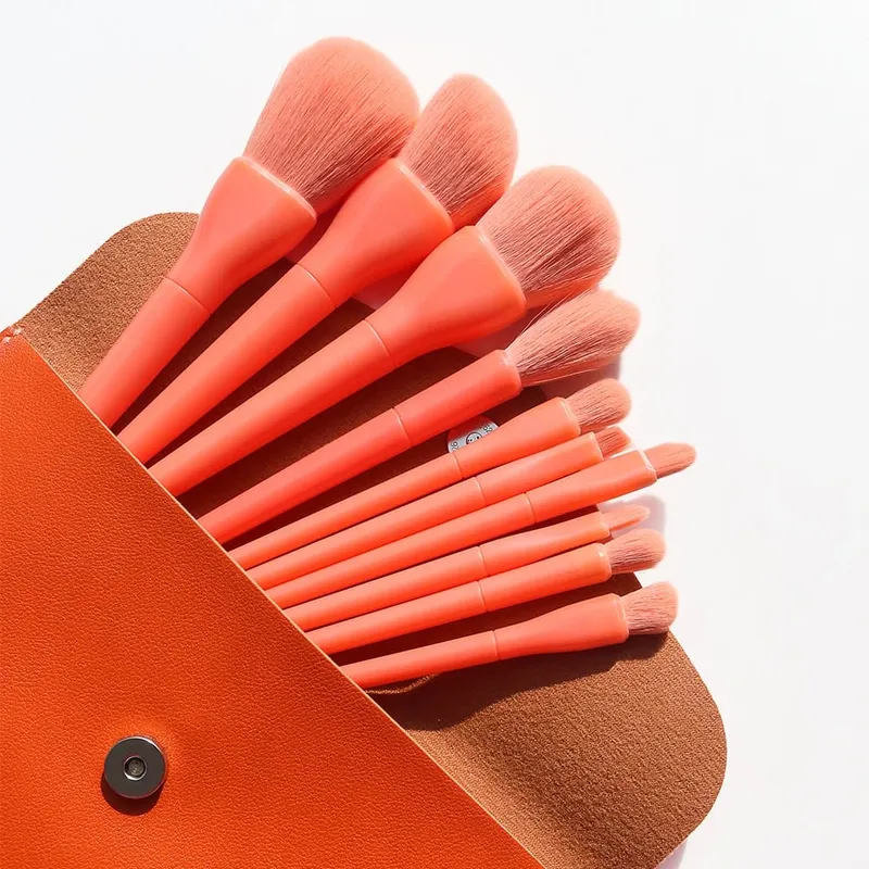 Makeup brushes set 10pcs Orange/Pink/Blue/Green Eyeshadow Eyeliner Make up brush Natural hair Foundation Powder Blusher