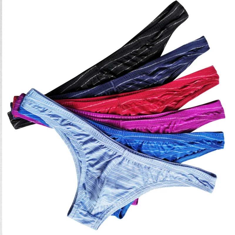 5 férfi szexi nadrág csíkos bikini légáteresztő puha fehérnemű Cucea alsónadrág férfi kényelmes meleg nadrág Cueca férfi bugyi C903-1