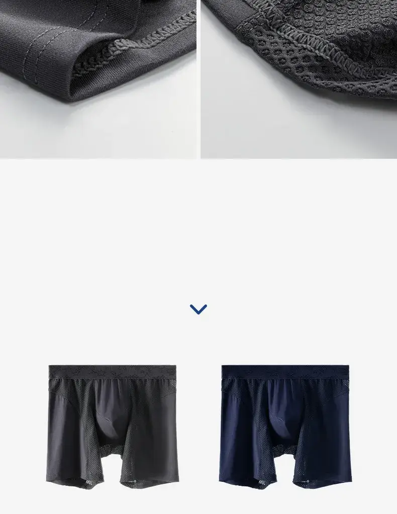 Mens Underwear Modal Boxers Shorts Hombre Solid Mesh Breathable Pouch Panties Man Long Leg Underpants Cueca Calzoncillos XL-6XL