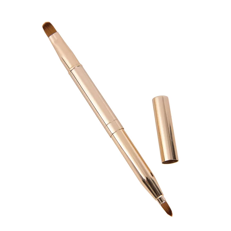 1pcs Gold Make Up Retractable Lip Eye Liner Eyeshadow Foundation Brush Double-headed Makeup Brushes Cosmetics Tool