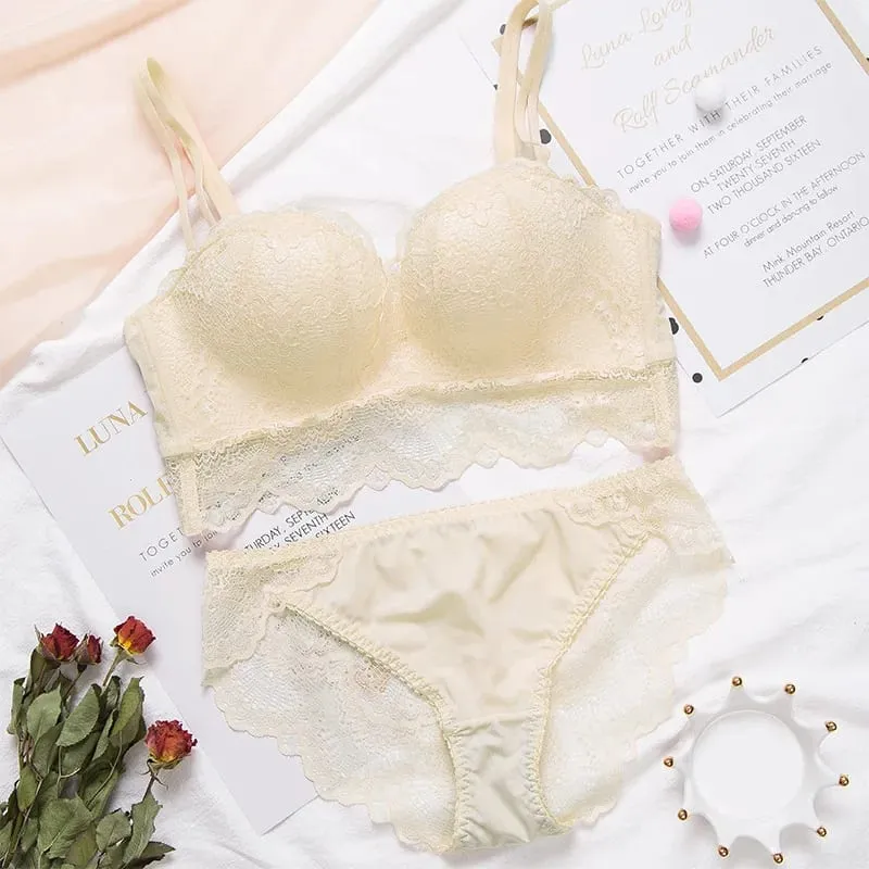 Ladies Underwear Suit Seamless underwear without steel bracket bra push up Massage palm cup Bra Set push up bra+set