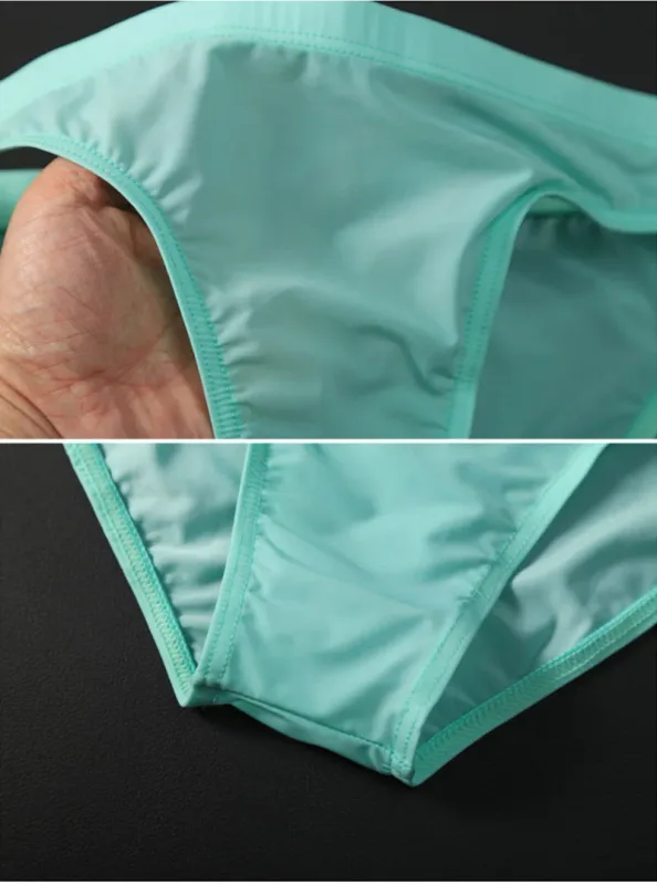Summer Ice Silk Man Solid Transparent Low Waist Underwear Seamless Breathable Soft Tight Thin Fashion Yong Male U Convex Breifs