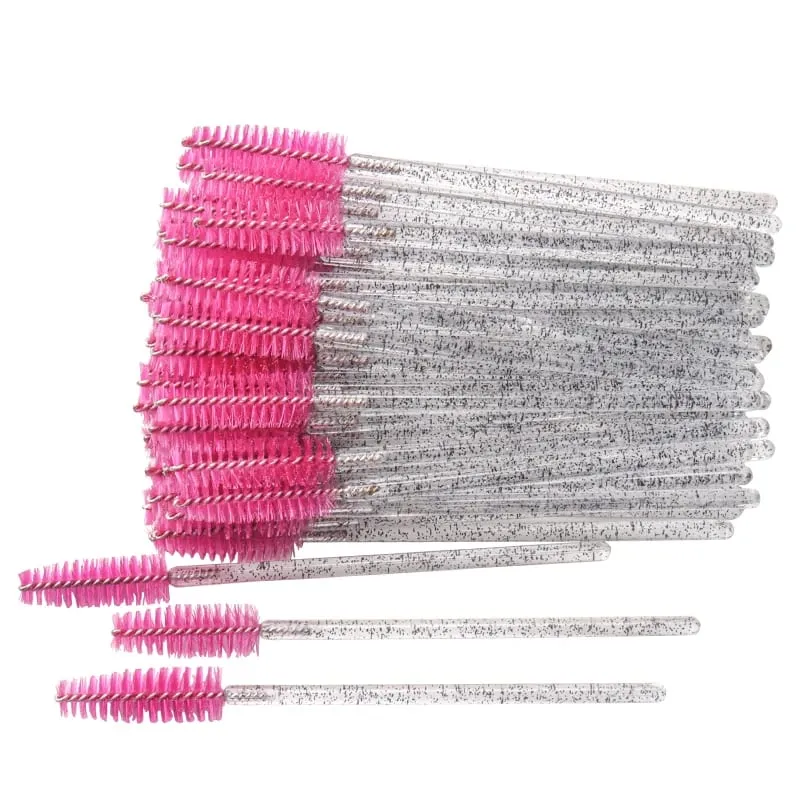 50pcs Shiny Disposable Eyelash Brush Applicator Wands Curler Mascara Eyebrow Makeup Tools Spoolers Comb Wands Spoolies Brushes