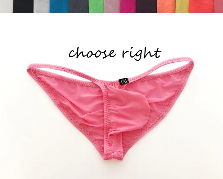 Men's Ultra Low Waist G-String Buttock Briefs Thin Ice Silk Translucent Sexy Underwear Breathable Lightweight Low Rise