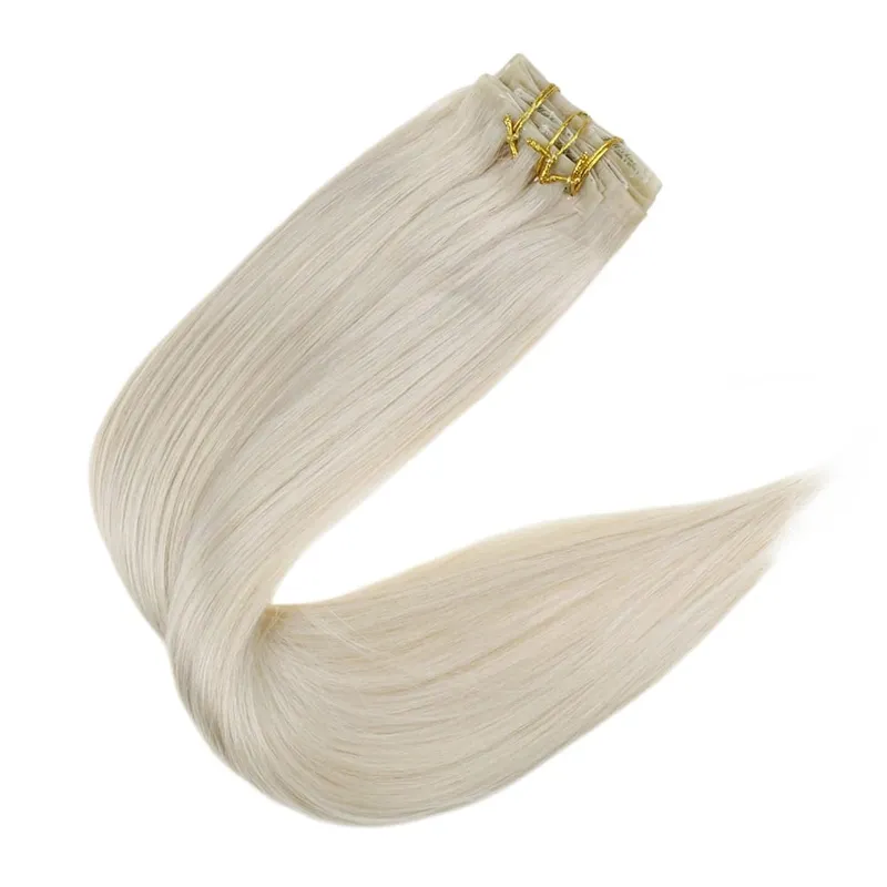 Clip invisibile senza cuciture nelle estensioni dei capelli umani Full Shine 8 pezzi 120 g Colore biondo Remy Balayage — image 21